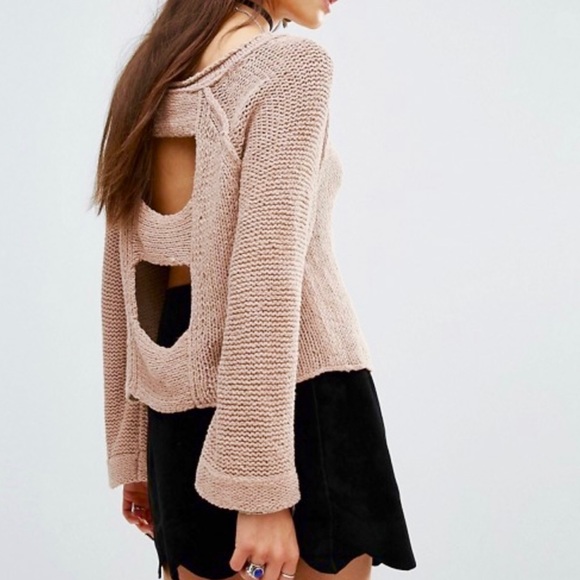 Free People Endless Stories Open Back Crop Sweater